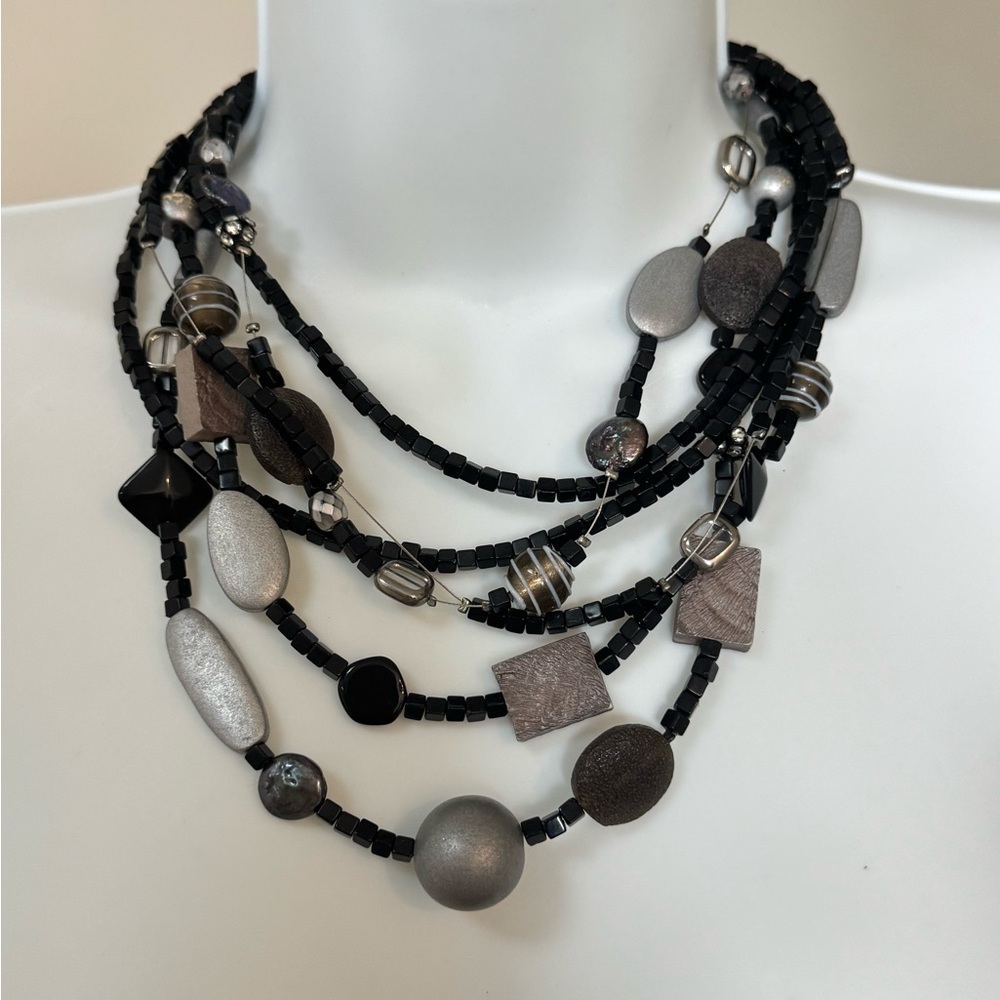 Chico's Black and Silver Layered Necklace